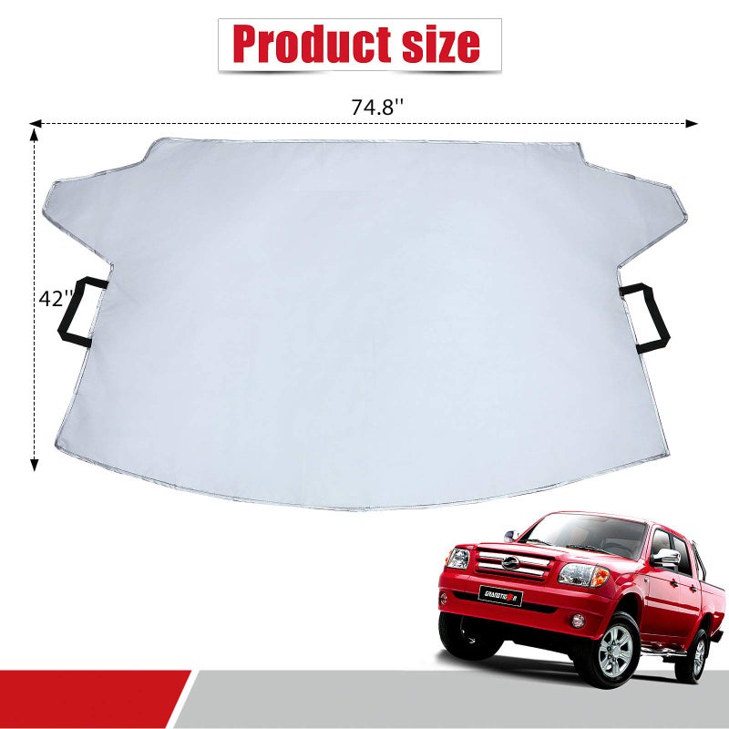 BBTO 2 Pieces Car Windshield Snow Cover Ice Frost Protector Windproof Car Cover Oxford Windshield Fit Winter Snow Defender for Most Vehicles Trucks SUV - Image 2