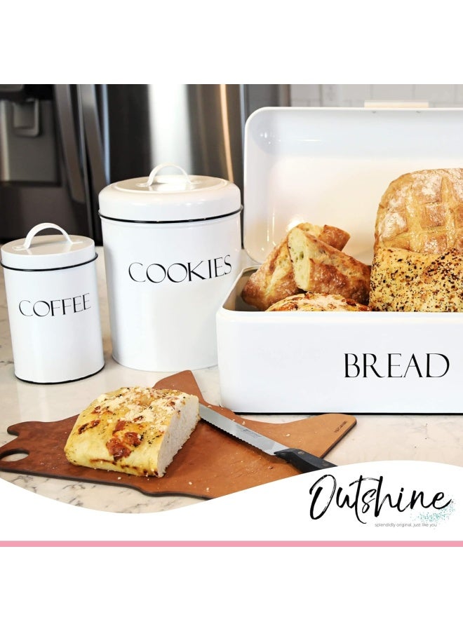 OUTSHINE Cookie Jars for Kitchen Counter  Farmhouse Cookie Jar with Airtight Lids  White Vintage Metal Cookie Container  Sweet Cookie Jar for Countertop  Best Cookie Tin for Gift Giving - Image 5