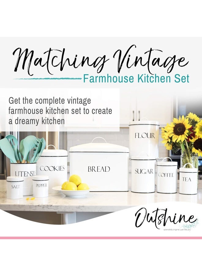 OUTSHINE Cookie Jars for Kitchen Counter  Farmhouse Cookie Jar with Airtight Lids  White Vintage Metal Cookie Container  Sweet Cookie Jar for Countertop  Best Cookie Tin for Gift Giving - Image 2
