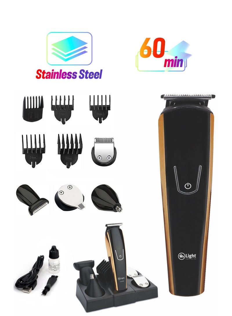مستر لايت عشرة في واحد ، ماكينة تشذيب شعر دقيقة قابلة لإعادة الشحن ، وتشذيب الأنف ، وتصميم ، وبطارية عالية الأداء - Image 1