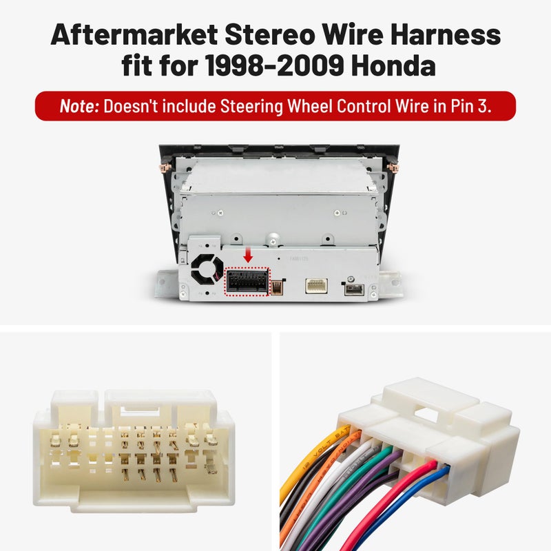 RED WOLF Radio Wiring Harness Fit for 1998-2009 Honda Civic Accord Odyssey CRV, for Select 1999-2013 Acura RSX RL MDX 2001-2008 Suzuki Aftermarket Stereo Installation Pre-Stripped Copper Wires - Image 2