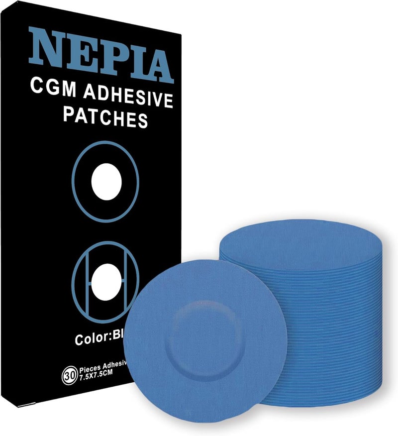 Nepia نيبيا ()، 30 قطعة من لاصقات أغشية أجهزة قياس مستوى السكر في الدم (CGM) باللون الأزرق | لاصق مقاوم للماء لأجهزة ديكسكوم G7/Libre1 2 3/Enlite | توفر حماية تدوم لمدة 14 يومًا | أغشية مقاومة للعرق وبملاءمة مريحة لأسلوب الحياة النشط. - Image 1