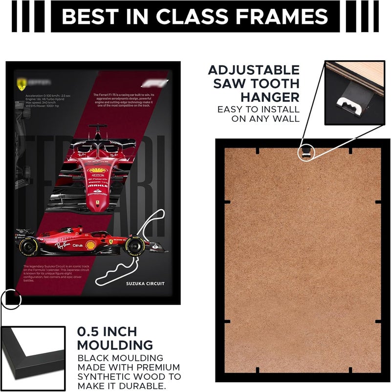 CodersParadise Ferrari F1 Racing Machine Poster Frame | Premium A4 Framed Wall Art for Bedroom, Office & Gaming Setup | Elite Motorsport Tribute Decor Featuring Suzuka Circuit Design - Image 2