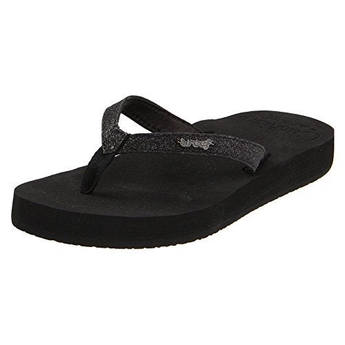 Reef Star Cushion Womens Flip Flop, Soft Cushion Footbed, Arch Support, Black, 10 - Image 1