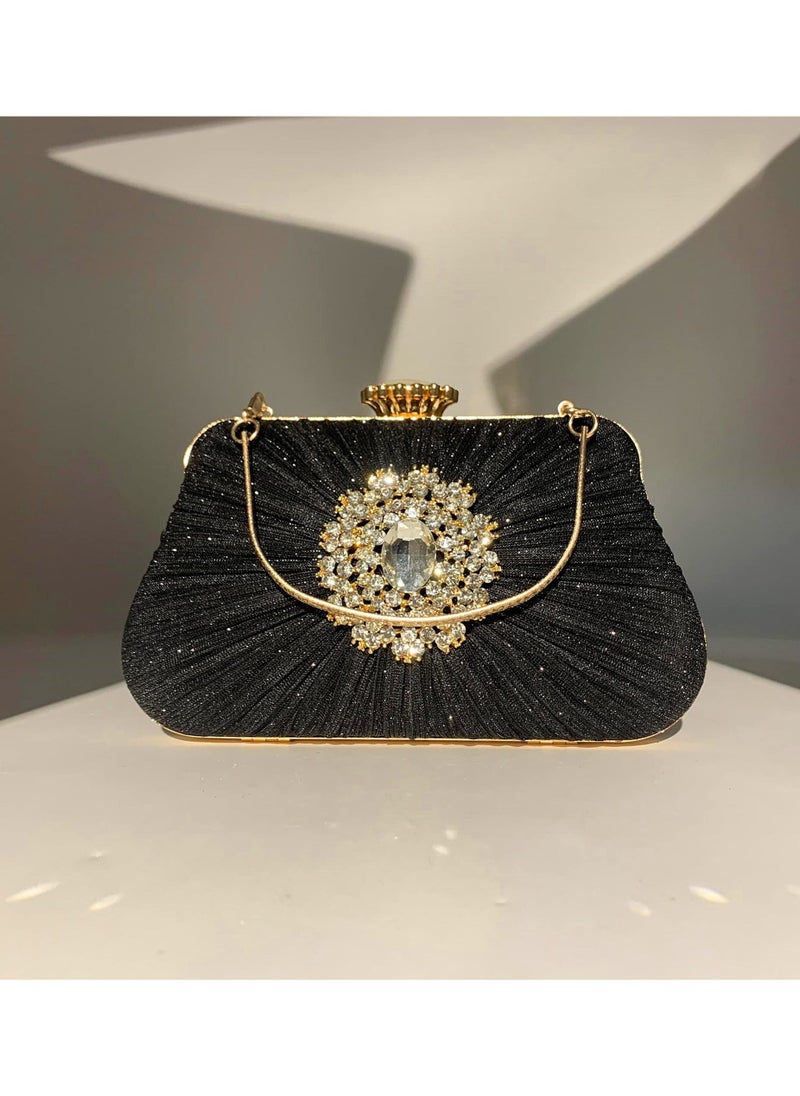 SYOSI Glitter Clutch Purses for Women Pleated Diamond Evening Handbag Bling Evening Clutch Bag Lady Girl Bride Rhinestone Purse for Bridal Wedding Party - Image 5
