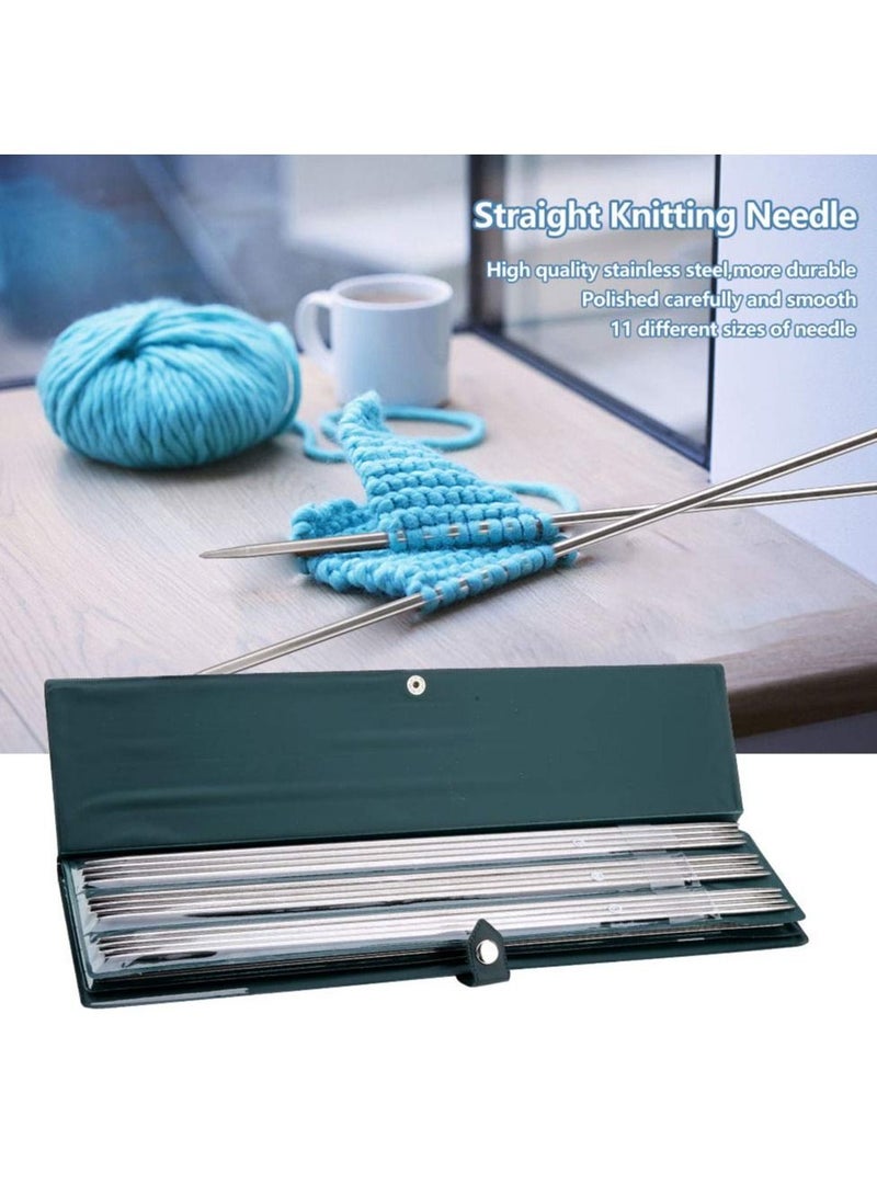 Excefore Double Pointed Knitting Needles, 11 Sizes Stainless Steel Metal Knitting Needles Set, Beginners Straight Knitting Needles Double Pointed Knitting Needle Sets 9.8inche - Image 3