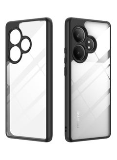 متوافق مع حافظة Realme GT NEO 6 / GT NEO6 SE/GT 6 / GT 6T شفافة، مقاومة للصدمات من الدرجة العسكرية ومضادة للاصفرار، حافظة هاتف واقية نحيفة وغطاء ممتص للصدمات كامل مع عدسة كاميرا واقية - أسود