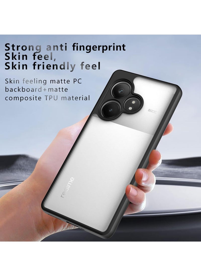 ماركة غير محددة - متوافق مع حافظة Realme GT NEO 6 / GT NEO6 SE/GT 6 / GT 6T شفافة، مقاومة للصدمات من الدرجة العسكرية ومضادة للاصفرار، حافظة هاتف واقية نحيفة وغطاء ممتص للصدمات كامل مع عدسة كاميرا واقية - أسود - Image 1