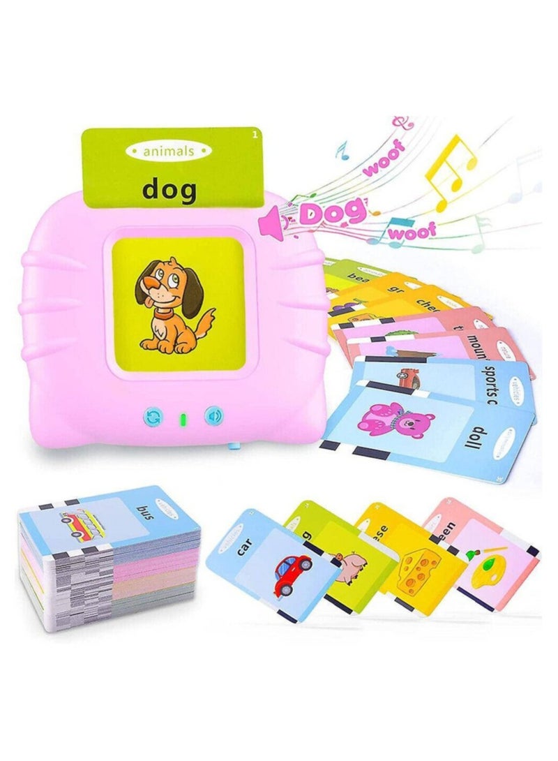 Educational Toy For Kids Listen and Learn Literacy Audible Flash Cards For Toddlers 1 2 3 4 5 6 Years Old Boys Girls Flashcards Device With 112 pcs Double Sided Cards 224 Words Pink Reader  - Image 5