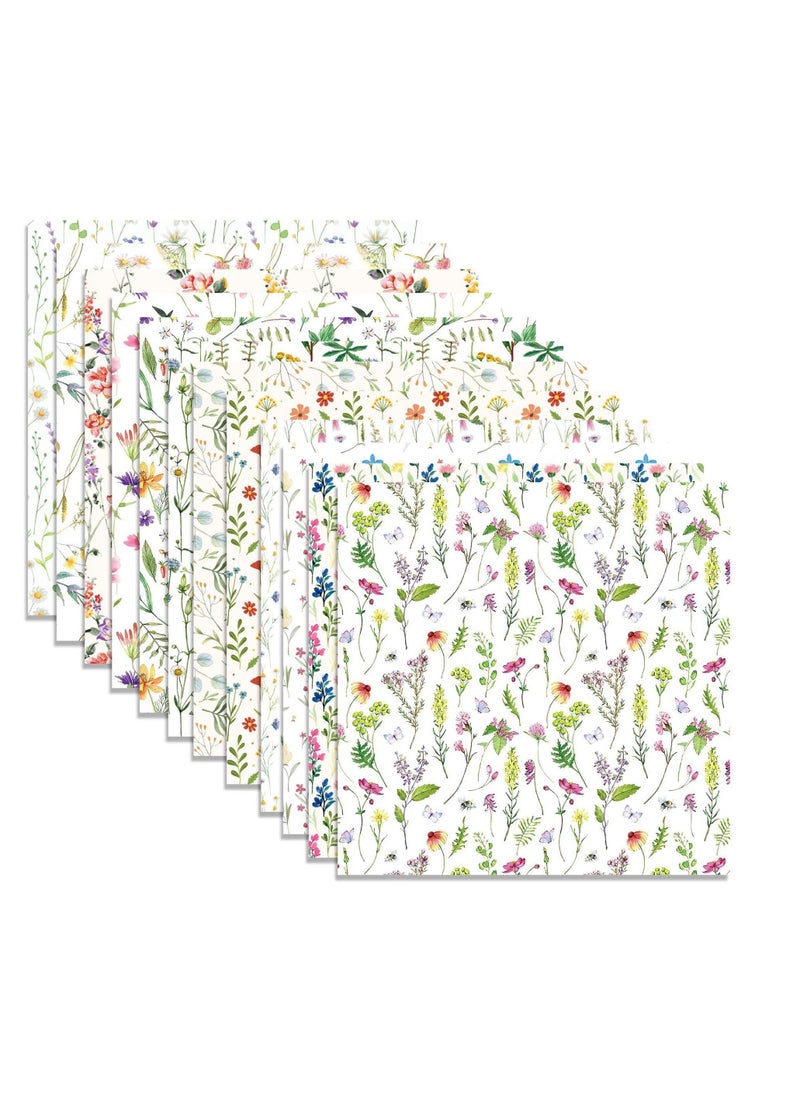 Wildflower Pattern Paper, 24 Sheets 11.8X11.8 Inch Spring Scrapbook, Specialty Paper Watercolor Colorful Flowers, Double-sided Craft Paper for DIY Card, Making Photo, Album Decor - Image 3