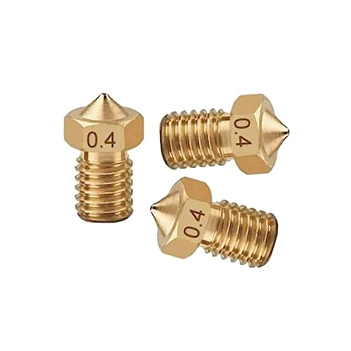 TESSERACT 0.4mm Extruder Nozzle For 3D Printer | V6 Type Brass Nozzle for 3D Printing | Made in India Compatible With E3D V6 And E3D V5 J-Head Hotend And M6 Threaded Extruder (Qty- 3 Nozzles V6 0.4mm) - Image 1