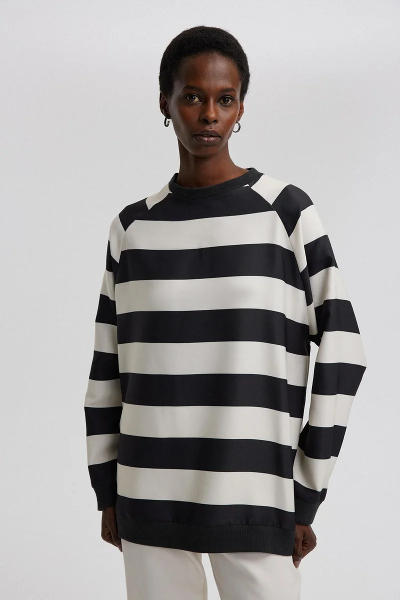 Touche Striped Crepe Tunic