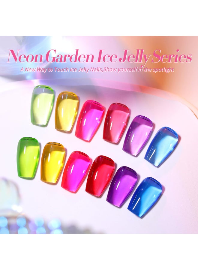 BORN PRETTY Jelly Gel Nail Polish Neon Spring Summer Gel PolishHot Pink Red Purple Blue Green Yellow 6Colors Translucent EffectSoak Off U v LED Light Cure Nail Art Kit Salon Manicure and DIY at Home - Image 4