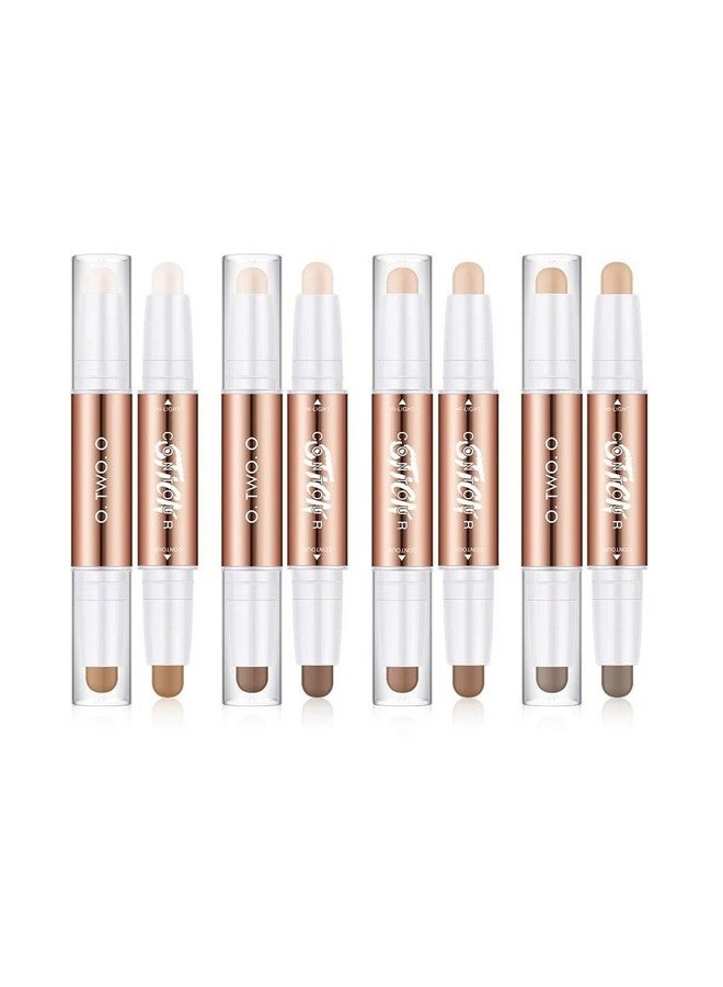 COSLUXE O Two O 2 Color Dual Cream Contour Stick, Highlighter Stick, Contour Bronzer Stick, Long Lasting & Waterproof Contour Stick Makeup Kit For Brighten Make Up (04 - Beige Color + Cool Brown) - Image 1