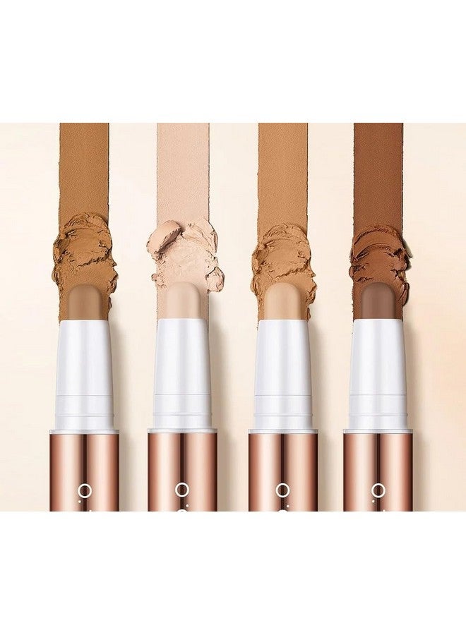 COSLUXE O Two O 2 Color Dual Cream Contour Stick, Highlighter Stick, Contour Bronzer Stick, Long Lasting & Waterproof Contour Stick Makeup Kit For Brighten Make Up (04 - Beige Color + Cool Brown) - Image 2