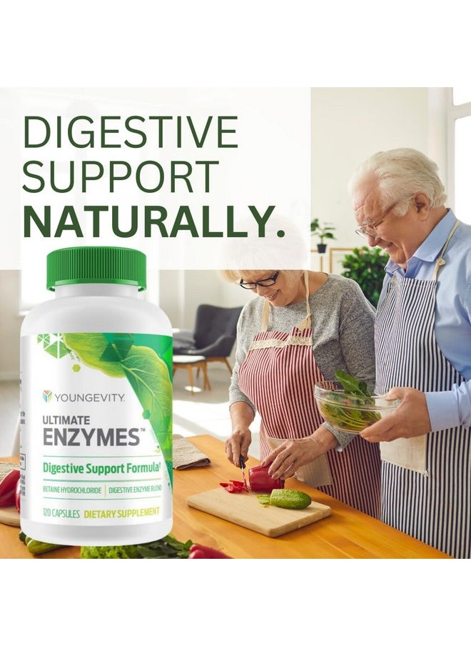 youngevity Youngevity Ultimate Enzymes® - Multi Enzymes for Digestion, Gas & Bloating Relief - Betaine HCl, Ox Bile, Pancreatine 10X, Papain 6M, Pepsin 1:3000 (120 Capsules) 