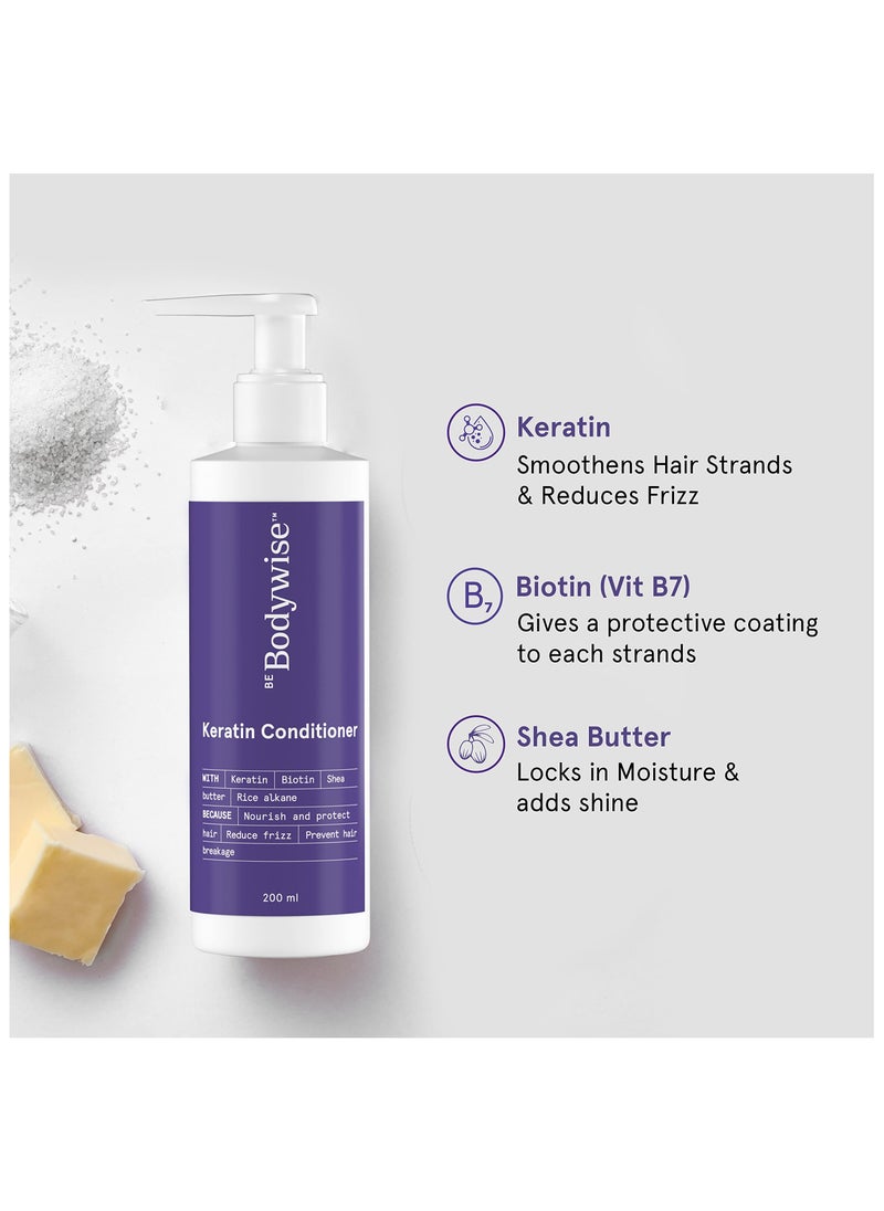 Be Bodywise Keratin Conditioner |Paraben And Sls Free | Reduces Frizz | Locks In Moisture | Keratin, Silk Protein, Biotin And Shea Butter  - Image 2