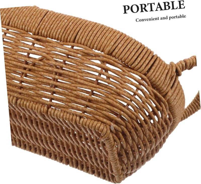 Healeved Oval Imitation Rattan Storage Basket with Handles, Large 28x15x12cm Plastic Kitchen Organizer for Fruit, Vegetable, and Snack Storage in Pantry or Dining Room - Image 3