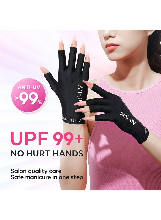 modelones - UV Gloves for Nails, Professional UPF99+ UV Protection Gloves for Gel Manicures, Fingerless UV Light Gloves for Gel Nails, Anti UV Gloves for Gel Nail Lamp, Protect Your Skin from UV Harm - Image 1