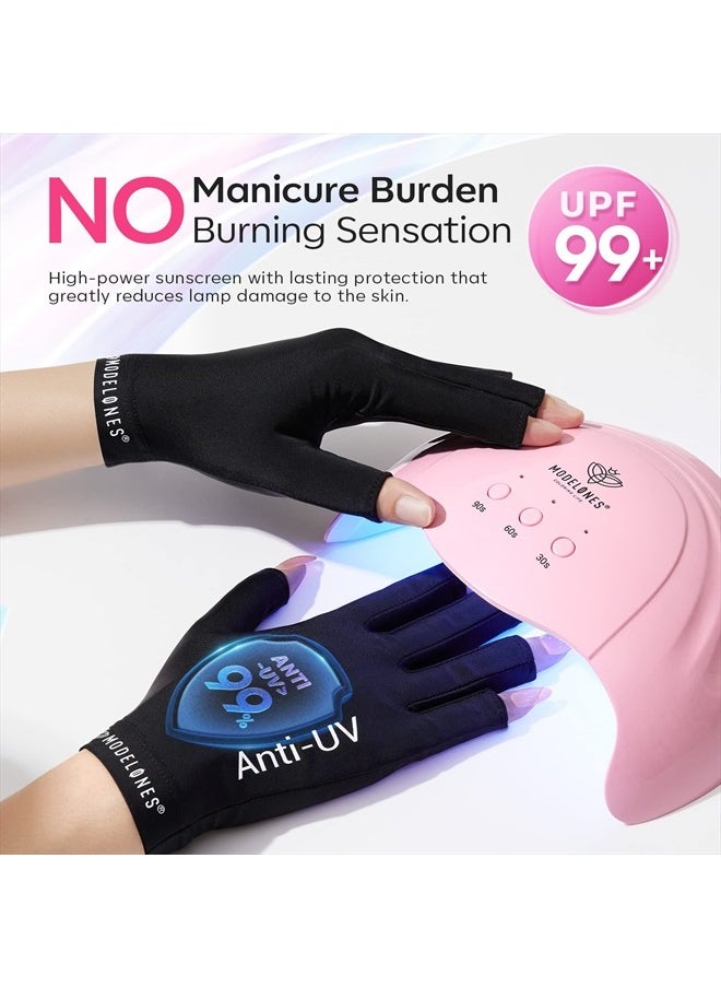 modelones - UV Gloves for Nails, Professional UPF99+ UV Protection Gloves for Gel Manicures, Fingerless UV Light Gloves for Gel Nails, Anti UV Gloves for Gel Nail Lamp, Protect Your Skin from UV Harm - Image 1