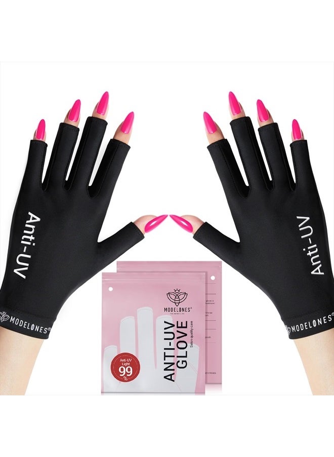 modelones - UV Gloves for Nails, Professional UPF99+ UV Protection Gloves for Gel Manicures, Fingerless UV Light Gloves for Gel Nails, Anti UV Gloves for Gel Nail Lamp, Protect Your Skin from UV Harm - Image 1