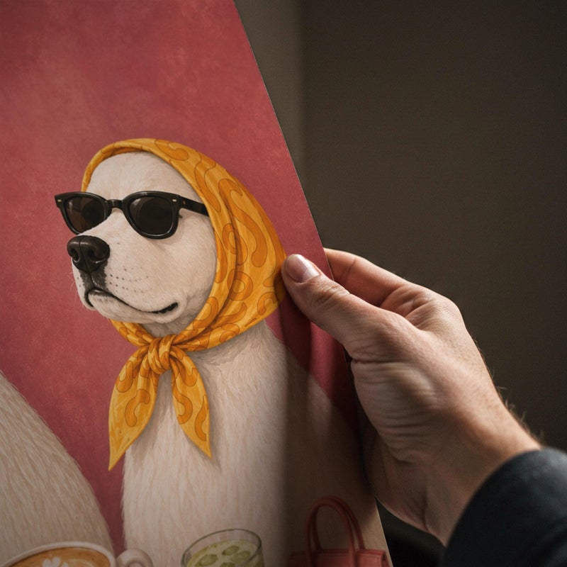TNESSENTIAL Breakfast Mahjong Poster: Goose and Dog Café, Preppy Pink, Whimsical Animal Wall Art - Image 3