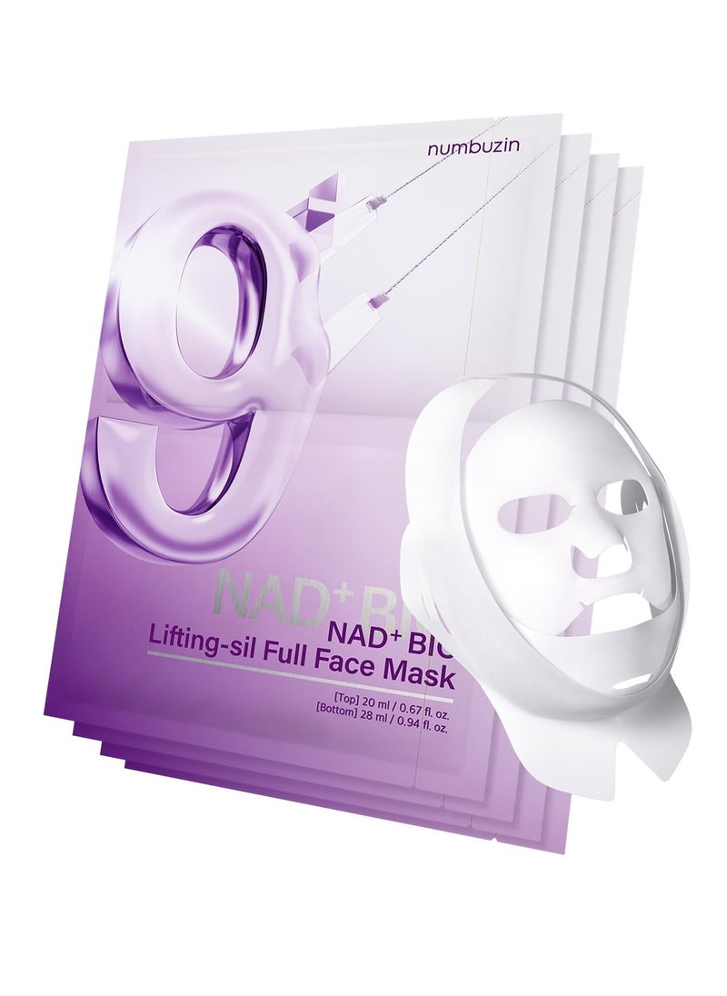 numbuzin Numbuzin No.9 Sheet Mask | NAD+ BIO Lifting-sil Full Face Mask | Improves Double chin, Jawline, jowls, Wrinkles, Neck Lines | Peptides, NAD+, Collagen | Skin Lifting, Firmness | 4 Sheets+Lifting Band  - Image 1