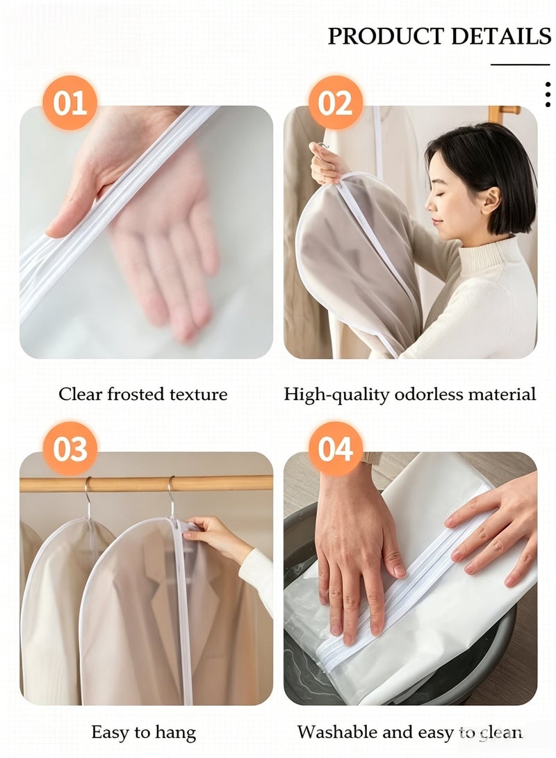BESTPEAK 10 Pack Clear Garment Bags for Hanging Clothes with Full Zipper, Dust Proof Clothes Bag Travel Hanging Garment Bags for Closet Storage, Suit Bags for Long Clothes 60*120cm - Image 4