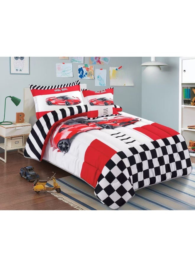 SMART HOME Children's Bedding And Quilt Set With Medium Filling, Consisting Of 4 Pieces, Reversible Elastic Sheet, Size 170x230 Cm, For Boys And Girls - Image 1