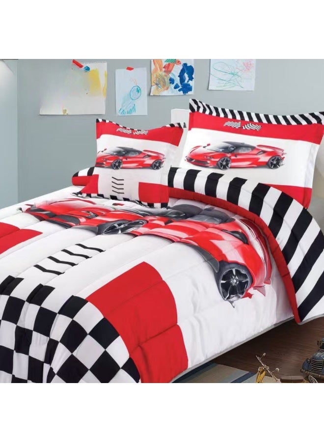 SMART HOME Children's Bedding And Quilt Set With Medium Filling, Consisting Of 4 Pieces, Reversible Elastic Sheet, Size 170x230 Cm, For Boys And Girls - Image 2