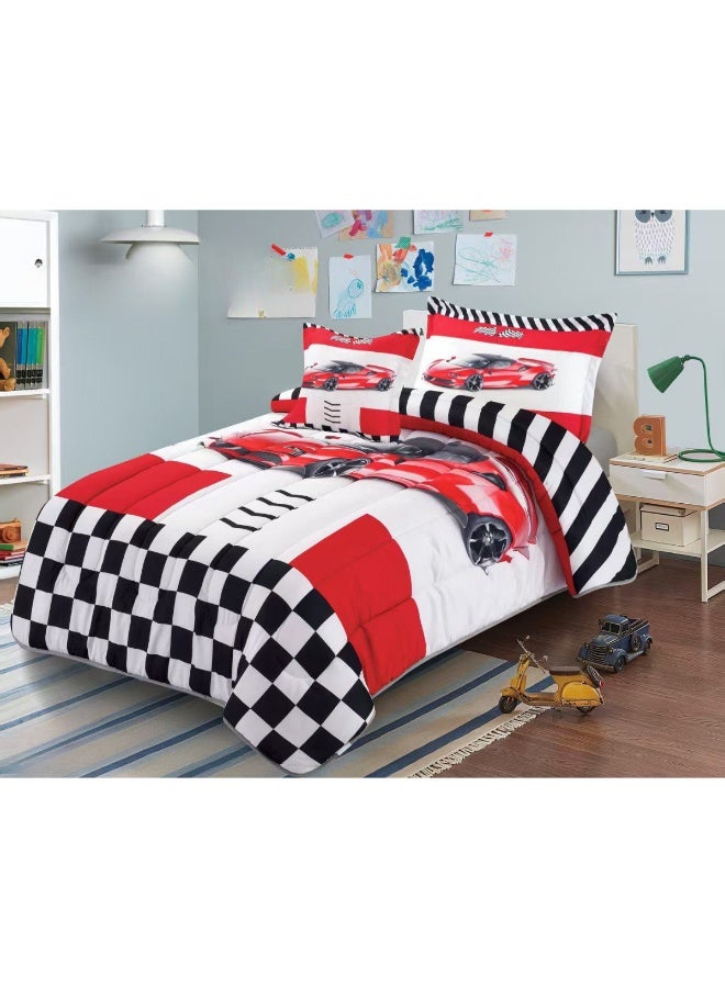SMART HOME Children's Bedding And Quilt Set With Medium Filling, Consisting Of 4 Pieces, Reversible Elastic Sheet, Size 170x230 Cm, For Boys And Girls - Image 5