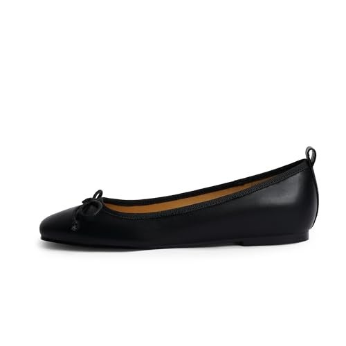Modatope Flats for Women Black Ballerina Ballet Closed Square Toe Slip on Bow Bowknot Comfortable Flats Shoes Size 10 - Image 5