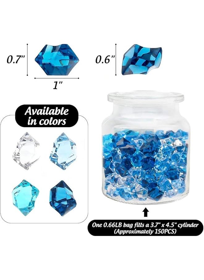 The Bros Premium Blue Fake Crushed Ice Rocks, 200 PCS Fake Diamonds Plastic Ice Cubes Acrylic Clear Ice Rock Diamond Crystals Fake Ice Cubes Gems for Decoration Wedding Display Vase Fillers  - Image 2