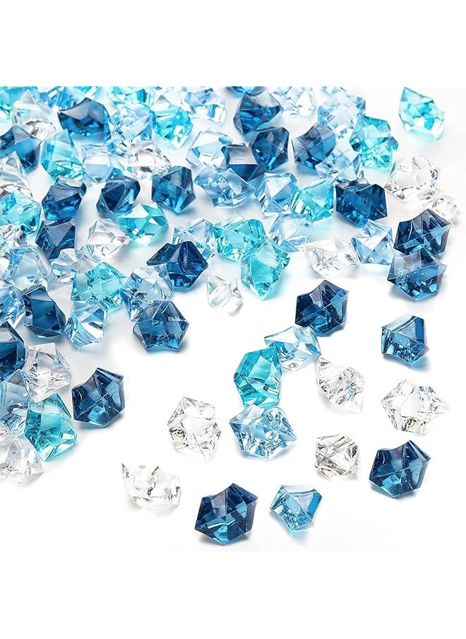 The Bros Premium Blue Fake Crushed Ice Rocks, 200 PCS Fake Diamonds Plastic Ice Cubes Acrylic Clear Ice Rock Diamond Crystals Fake Ice Cubes Gems for Decoration Wedding Display Vase Fillers  - Image 1