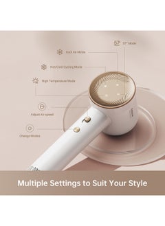 Dreame Hair Glory Hair Dryer, Quick-Drying, 110,000 RPM High-Speed Motor, 70m/s Airflow Speed, Powerful Negative Ions Technology, Lightweight, Temperature and Airspeed Control, White  - Image 4