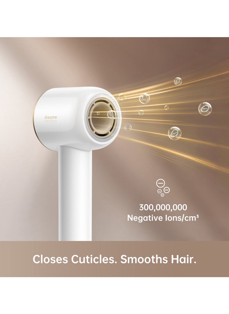 Dreame Hair Glory Hair Dryer, Quick-Drying, 110,000 RPM High-Speed Motor, 70m/s Airflow Speed, Powerful Negative Ions Technology, Lightweight, Temperature and Airspeed Control, White  - Image 5