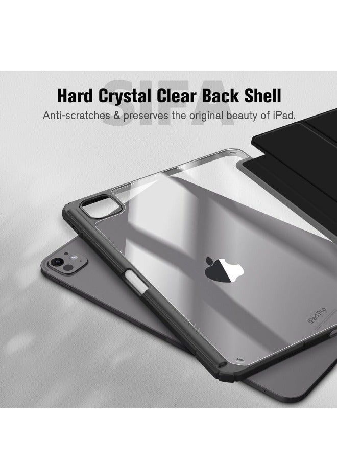 مجيد جراب iPad Pro مقاس 11 بوصة من الجيل الخامس M4 2024، جراب هجين نحيف ثلاثي الطي مع حامل قلم Apple Pencil، خاصية التشغيل/الإيقاف التلقائي، غطاء مغناطيسي ذكي، غطاء خلفي شفاف من الأكريليك مقاوم للصدمات، أسود - Image 5