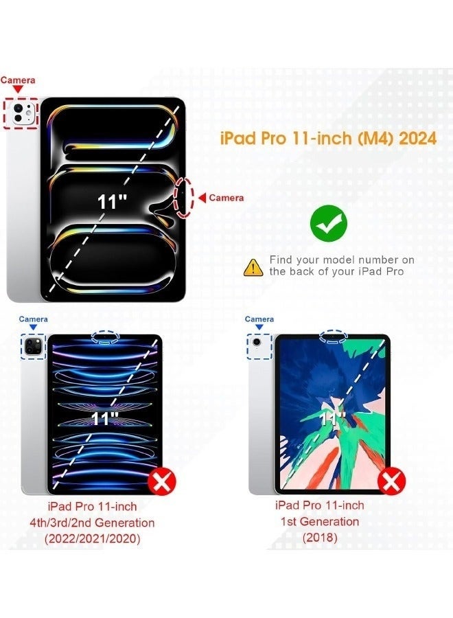 مجيد جراب iPad Pro مقاس 11 بوصة من الجيل الخامس M4 2024، جراب هجين نحيف ثلاثي الطي مع حامل قلم Apple Pencil، خاصية التشغيل/الإيقاف التلقائي، غطاء مغناطيسي ذكي، غطاء خلفي شفاف من الأكريليك مقاوم للصدمات، أسود - Image 2