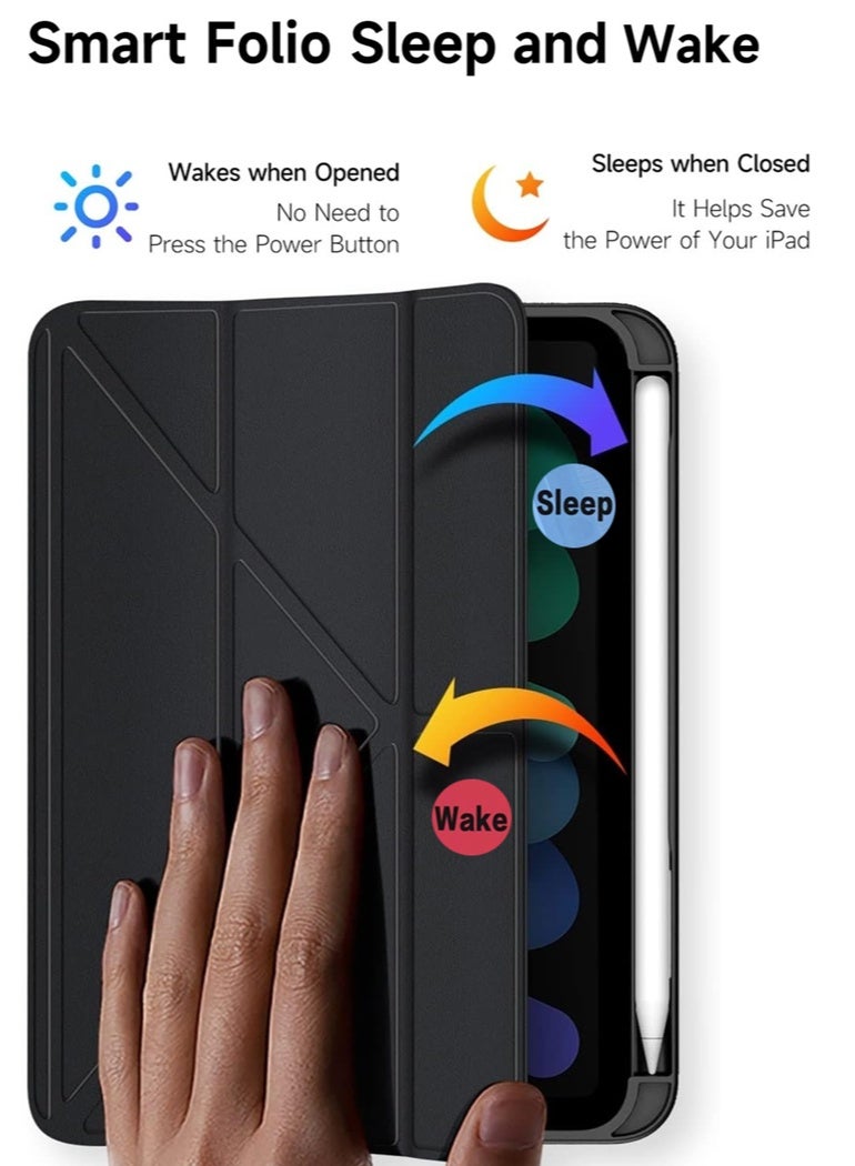 مجيد جراب iPad Pro مقاس 11 بوصة من الجيل الخامس M4 2024، جراب هجين نحيف ثلاثي الطي مع حامل قلم Apple Pencil، خاصية التشغيل/الإيقاف التلقائي، غطاء مغناطيسي ذكي، غطاء خلفي شفاف من الأكريليك مقاوم للصدمات، أسود - Image 4