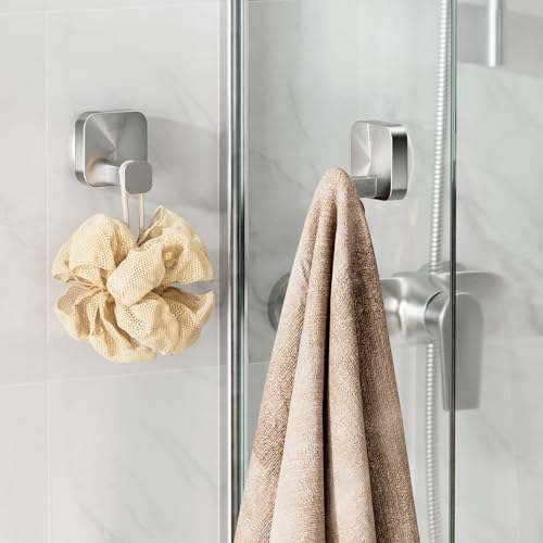 TAILI Stylish 304 Stainless Steel Bathroom Suction Hooks for Towel, Loofah, Bathrobe, Damage-free Hanging Glass Shower Wall Hooks, Patented Strong Suction Cup Holder, Hold Up to 11 Lbs, 2 Pack, Silver - Image 3