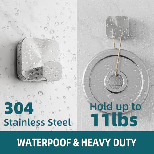 TAILI Stylish 304 Stainless Steel Bathroom Suction Hooks for Towel, Loofah, Bathrobe, Damage-free Hanging Glass Shower Wall Hooks, Patented Strong Suction Cup Holder, Hold Up to 11 Lbs, 2 Pack, Silver - Image 4