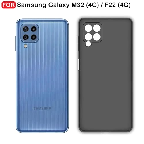 CEDO Back Cover for Samsung Galaxy M32 (4G) / F22 (4G) | Camera Bump Protection & Inner Velvet Fabric Lining | Ultra Slim Matte Soft Rubberised Case Cover (Black) - Image 2
