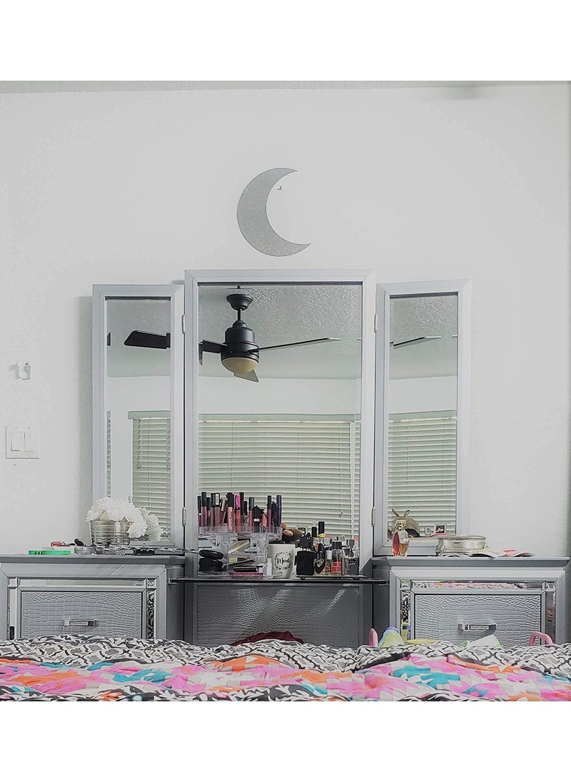 Incrizma Incrizma Moon Mirror Fancy Chic Boho Decorative Aesthetic Wall Decor for Urban Homes, Apartments, Bedrooms, Living Rooms in Silver or Gold with Different Sizes (Silver, 30 cm, Unframed)  - Image 2