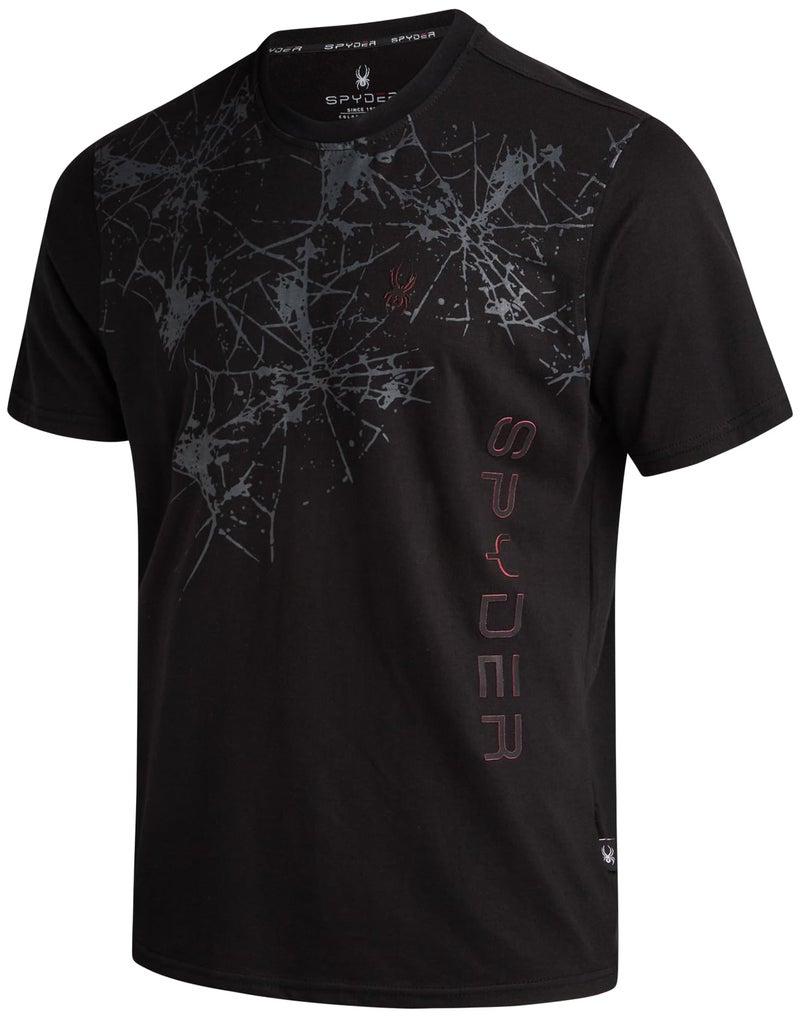Spyder Mens T Shirt - Lightweight Cotton Blend Short Sleeve Athletic Jersey Shirts for Men for Training Running or Casual, Size Small, Black Web - Image 1