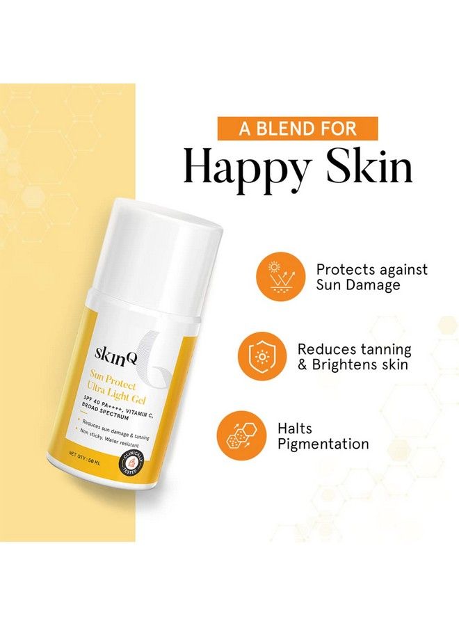 SkinQ Sunscreen For Men & Women 50G With Vitamin C Spf 40 & Broad Spectrum Pa++++; Sun Protect Ultra Light Gel Suitable For All Skin Types; Lightweight Nonsticky & Waterresistant - Image 4