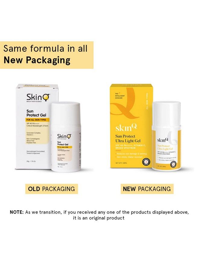 SkinQ Sunscreen For Men & Women 50G With Vitamin C Spf 40 & Broad Spectrum Pa++++; Sun Protect Ultra Light Gel Suitable For All Skin Types; Lightweight Nonsticky & Waterresistant - Image 3