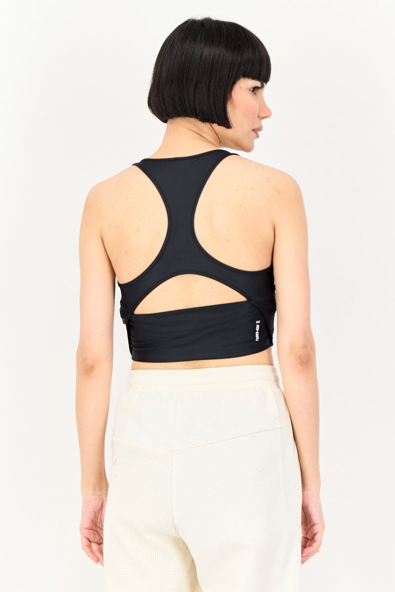 UNDER ARMOUR Women Sportswear Fit Sleeveless Training Crop Tank Top, Black - Image 2