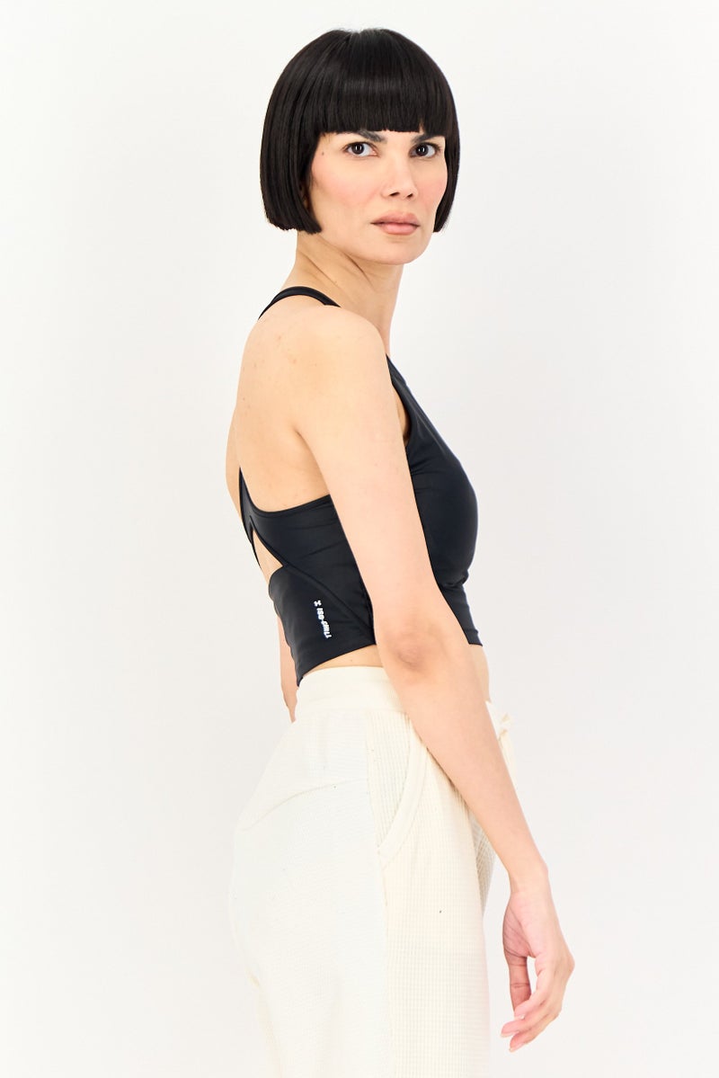 UNDER ARMOUR Women Sportswear Fit Sleeveless Training Crop Tank Top, Black - Image 4