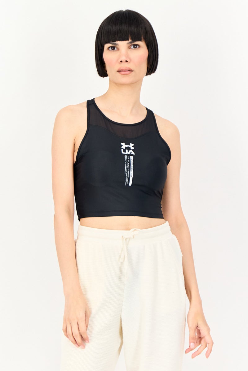 UNDER ARMOUR Women Sportswear Fit Sleeveless Training Crop Tank Top, Black - Image 1