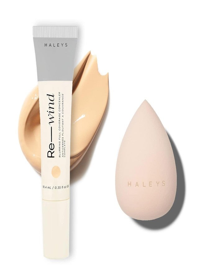 HALEYS Re-wind Concealer & Re-mix Beauty Blender Set (Light/Medium-Warm): Full Coverage Brightening Concealer + Latex-Free Makeup Sponge, Blurring, Longwear, Non-Caking, Smooth Soft-Matte Finish - Image 1